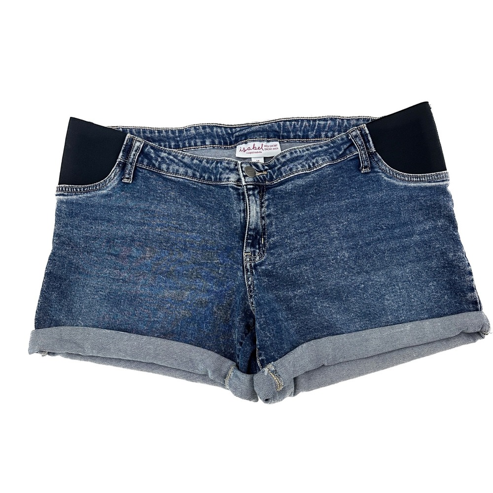 Isabel Maternity Midi Cuffed Women's‎ size 14 Dark Blue Denim Jean Shorts